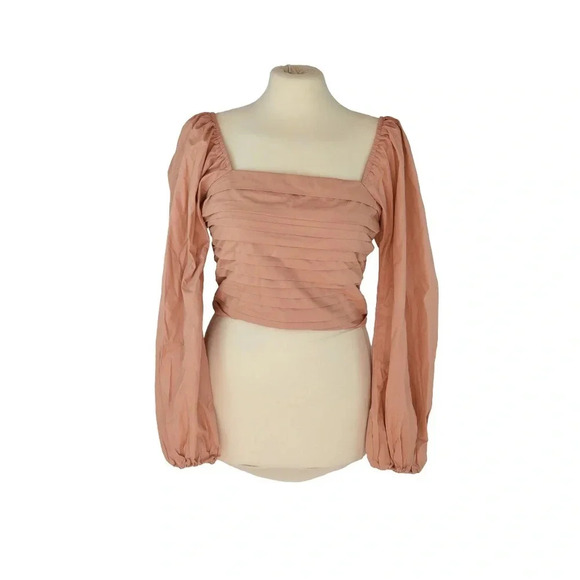 *NWT WITH FLAW* Abercrombie & Fitch || Puff Shoulder Pleated Smocked Blouse S - Picture 1 of 5